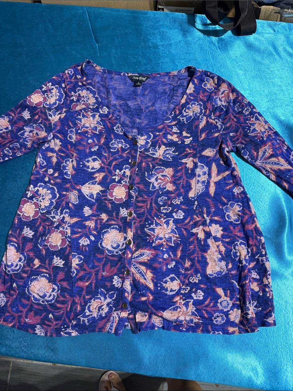 Lucky Brand Purple Floral Button-Down Top